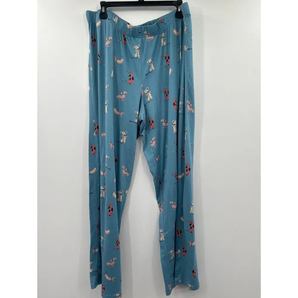 Nite Nite by Munkie Munkie 2X Blue Dog Print Pajama Set Soft Stretch PJ Set